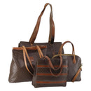 CELINE Macadam Canvas Shoulder Bag PVC 4 Set Beige Brown Auth ki6177-1