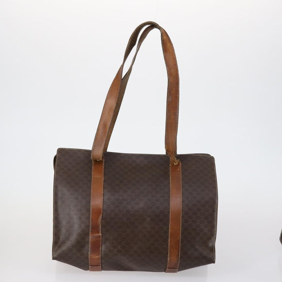 CELINE Macadam Canvas Shoulder Bag PVC 4 Set Beige Brown Auth ki6177