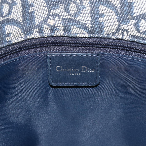Christian Dior Trotter Canvas Shoulder Bag Navy Silver Auth ki6178