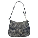Christian Dior Trotter Canvas Shoulder Bag Navy Silver Auth ki6178-13