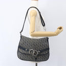 Christian Dior Trotter Canvas Shoulder Bag Navy Silver Auth ki6178-25