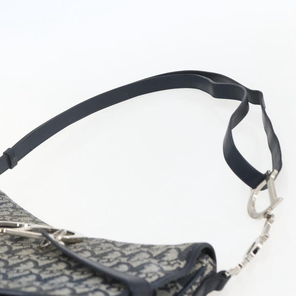 Christian Dior Trotter Canvas Shoulder Bag Navy Silver Auth ki6178