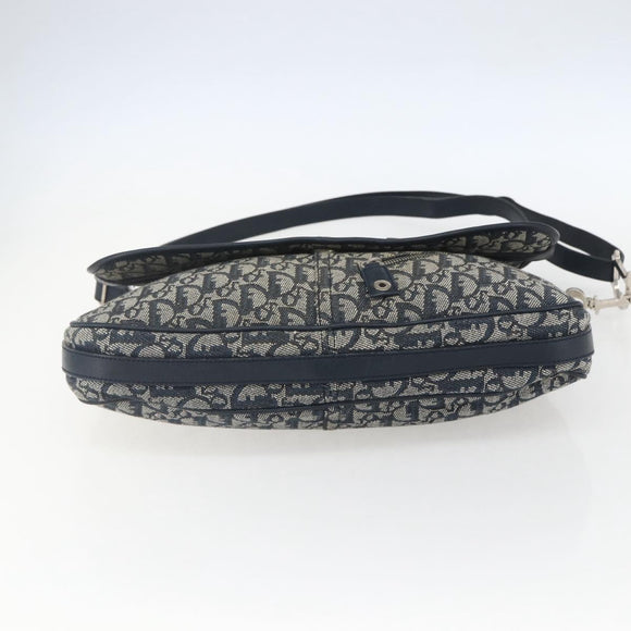Christian Dior Trotter Canvas Shoulder Bag Navy Silver Auth ki6178