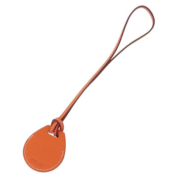 HERMES Airtag Bag Charm Leather Orange Auth ki6180 - 0