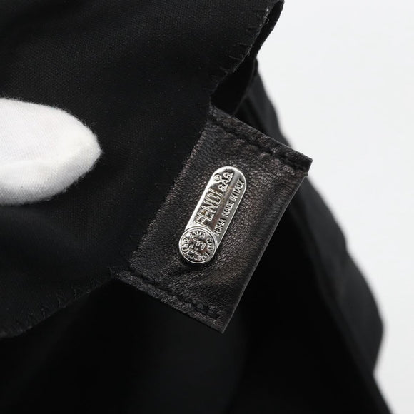 FENDI Hand Bag Nylon Black Silver Auth ki6181