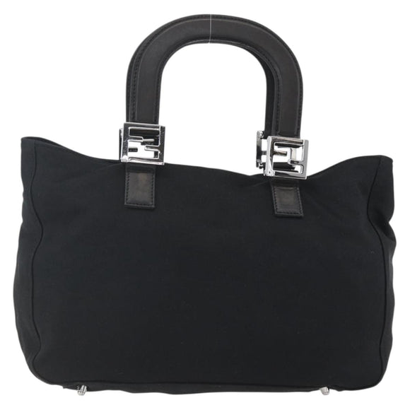 FENDI Hand Bag Nylon Black Silver Auth ki6181