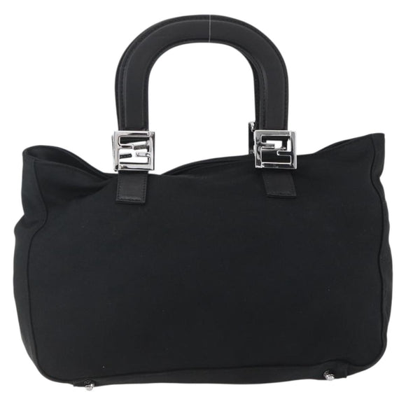 FENDI Hand Bag Nylon Black Silver Auth ki6181