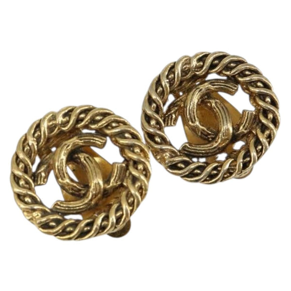 CHANEL COCO Mark Earring metal Gold CC Auth ki6182