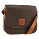 CELINE Macadam Canvas Shoulder Bag PVC Leather Brown Gold Auth ki6185-1