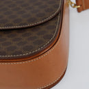 CELINE Macadam Canvas Shoulder Bag PVC Leather Brown Gold Auth ki6185-14