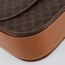 CELINE Macadam Canvas Shoulder Bag PVC Leather Brown Gold Auth ki6185-15
