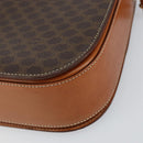 CELINE Macadam Canvas Shoulder Bag PVC Leather Brown Gold Auth ki6185-16