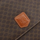 CELINE Macadam Canvas Shoulder Bag PVC Leather Brown Gold Auth ki6185-18