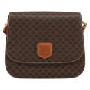CELINE Macadam Canvas Shoulder Bag PVC Leather Brown Gold Auth ki6185-13