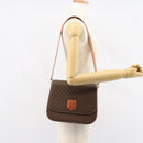 CELINE Macadam Canvas Shoulder Bag PVC Leather Brown Gold Auth ki6185-25