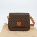 CELINE Macadam Canvas Shoulder Bag PVC Leather Brown Gold Auth ki6185-12
