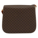 CELINE Macadam Canvas Shoulder Bag PVC Leather Brown Gold Auth ki6185-2