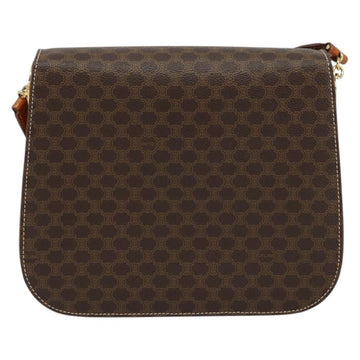 CELINE Macadam Canvas Shoulder Bag PVC Leather Brown Gold Auth ki6185 - 0