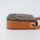 CELINE Macadam Canvas Shoulder Bag PVC Leather Brown Gold Auth ki6185-3