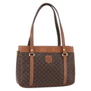 CELINE Macadam Canvas Hand Bag PVC Leather Brown Gold Auth ki6186-1
