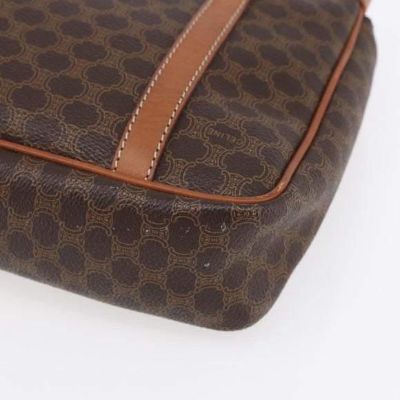 CELINE Macadam Canvas Hand Bag PVC Leather Brown Gold Auth ki6186