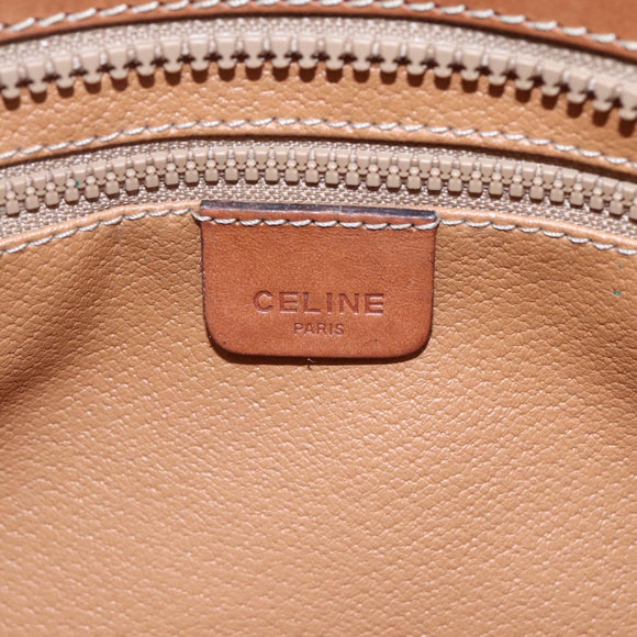 CELINE Macadam Canvas Hand Bag PVC Leather Brown Gold Auth ki6186