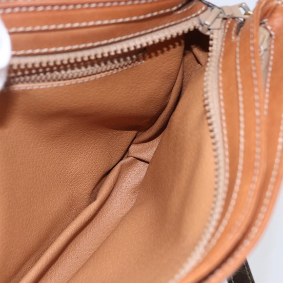 CELINE Macadam Canvas Hand Bag PVC Leather Brown Gold Auth ki6186