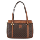CELINE Macadam Canvas Hand Bag PVC Leather Brown Gold Auth ki6186-13