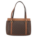 CELINE Macadam Canvas Hand Bag PVC Leather Brown Gold Auth ki6186-2