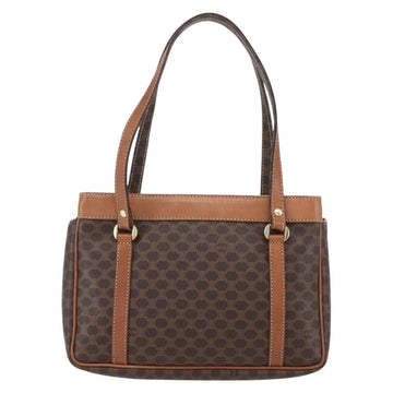 CELINE Macadam Canvas Hand Bag PVC Leather Brown Gold Auth ki6186 - 0