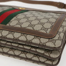 GUCCI GG Supreme Web Sherry Line Bag PVC Beige Gold 904 02 013 Auth ki6187-10