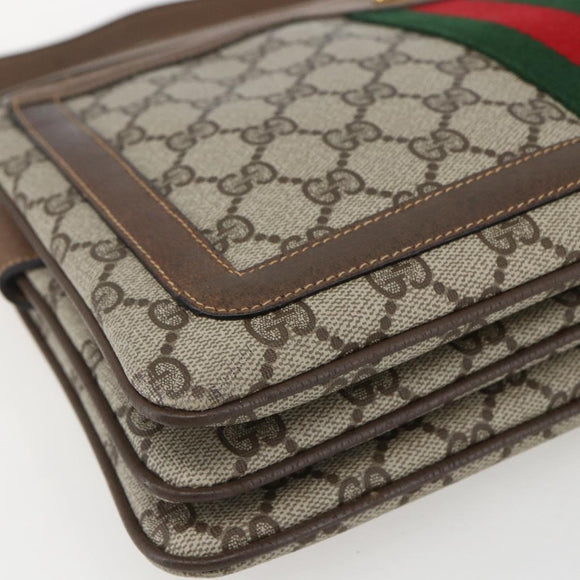 GUCCI GG Supreme Web Sherry Line Bag PVC Beige Gold 904 02 013 Auth ki6187