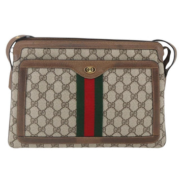 GUCCI GG Supreme Web Sherry Line Bag PVC Beige Gold 904 02 013 Auth ki6187 - 0