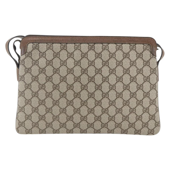 GUCCI GG Supreme Web Sherry Line Bag PVC Beige Gold 904 02 013 Auth ki6187