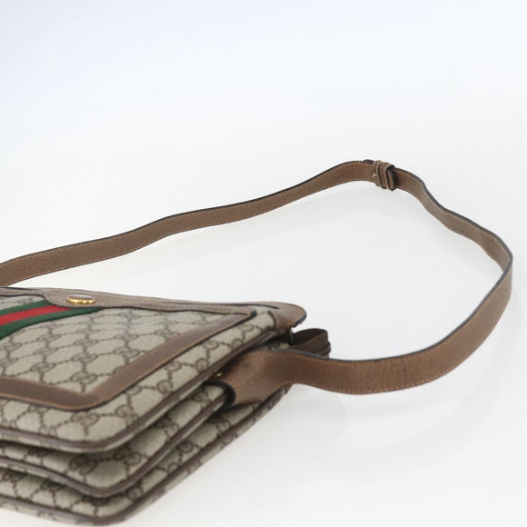 GUCCI GG Supreme Web Sherry Line Bag PVC Beige Gold 904 02 013 Auth ki6187