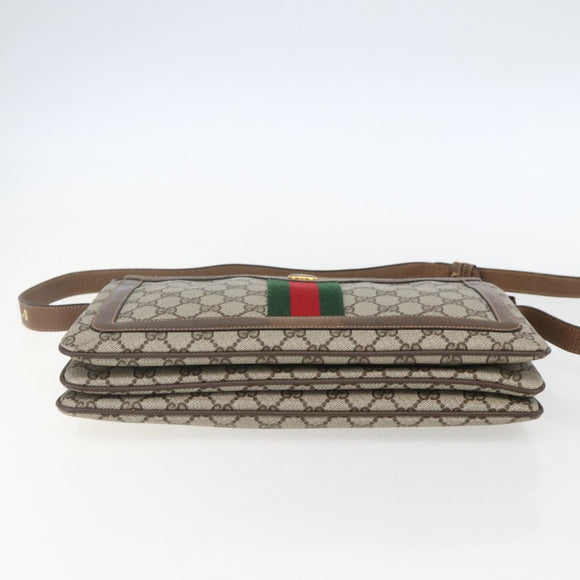 GUCCI GG Supreme Web Sherry Line Bag PVC Beige Gold 904 02 013 Auth ki6187