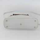 GUCCI Bamboo Hand Bag Leather White Gold Auth ki6188-11