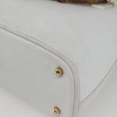 GUCCI Bamboo Hand Bag Leather White Gold Auth ki6188-14