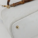 GUCCI Bamboo Hand Bag Leather White Gold Auth ki6188-15
