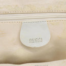 GUCCI Bamboo Hand Bag Leather White Gold Auth ki6188-17