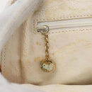 GUCCI Bamboo Hand Bag Leather White Gold Auth ki6188-18