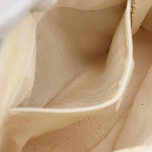 GUCCI Bamboo Hand Bag Leather White Gold Auth ki6188