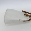 GUCCI Bamboo Hand Bag Leather White Gold Auth ki6188-5