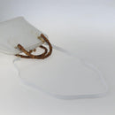GUCCI Bamboo Hand Bag Leather White Gold Auth ki6188-9