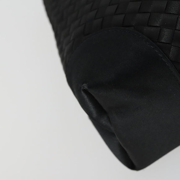 BOTTEGA VENETA INTRECCIATO Hand Bag Satin Black Gold Auth ki6189