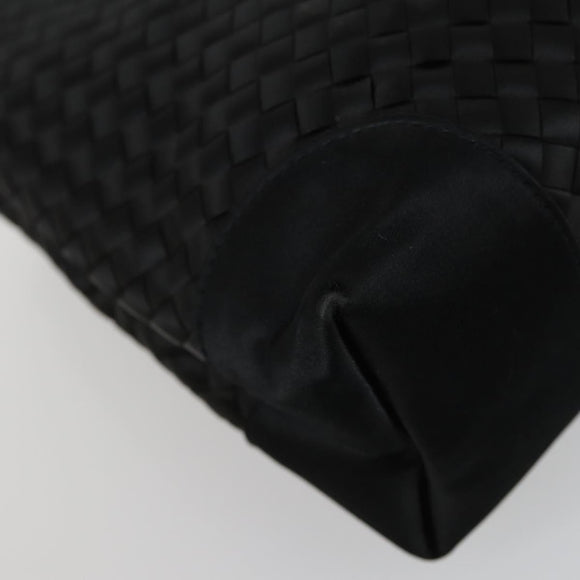 BOTTEGA VENETA INTRECCIATO Hand Bag Satin Black Gold Auth ki6189