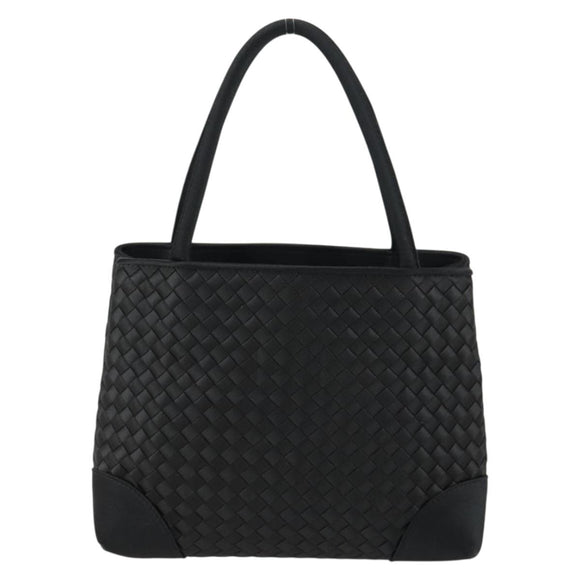 BOTTEGA VENETA INTRECCIATO Hand Bag Satin Black Gold Auth ki6189