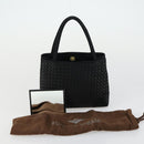 BOTTEGA VENETA INTRECCIATO Hand Bag Satin Black Gold Auth ki6189-12