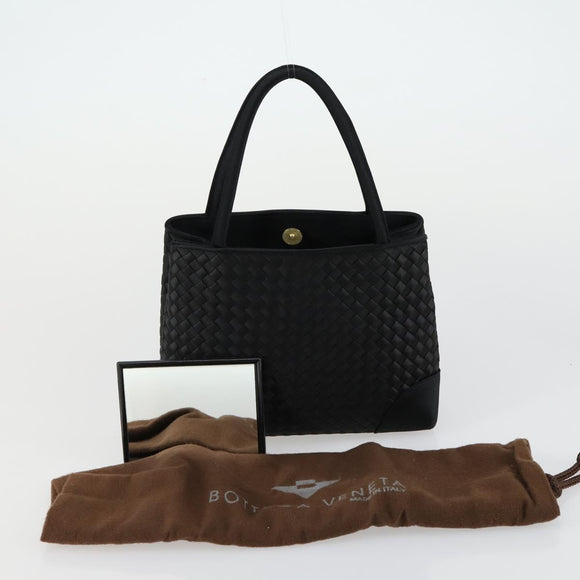 BOTTEGA VENETA INTRECCIATO Hand Bag Satin Black Gold Auth ki6189
