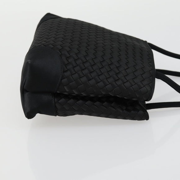 BOTTEGA VENETA INTRECCIATO Hand Bag Satin Black Gold Auth ki6189